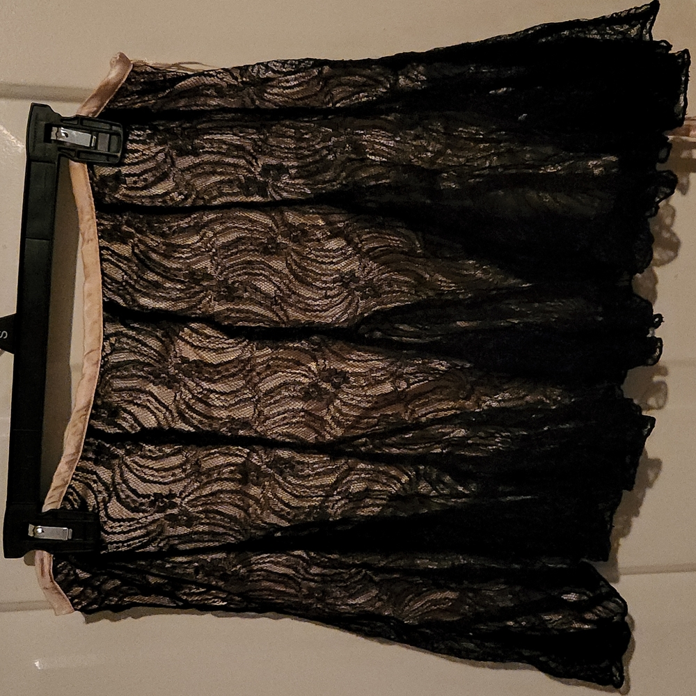 Angie black lace and gold short skirt size large